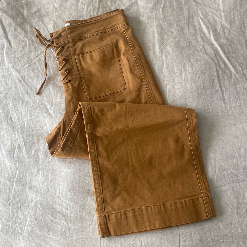 Madewell Lace-Up High Waisted Wide Leg Pants